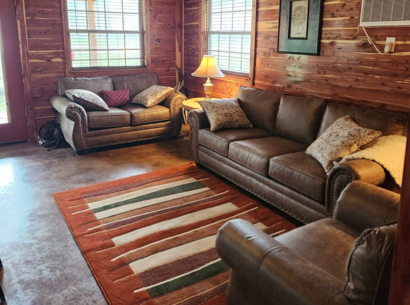 living room in our two story cabin. Each floor will have its own living room.
